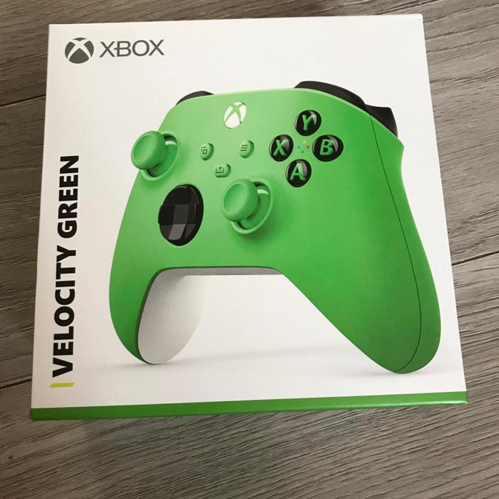 Microsoft xbox series Velocity Green controller brand new sealed.
Compatible with Xbox one, X, S, series X, series S and Windows with Bluetooth.

This is a genuine Microsoft product bought directly from Microsoft store and has full 12 months manufacturers warranty e-receipt included.
Collection is from Whitechapel E1