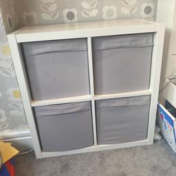 White ikea unit with 4 x grey boxes

Few small marks here and there but still fab