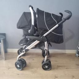 black and grey hauck stroller type pram with carseat good sturdy pram with suspension collection only please