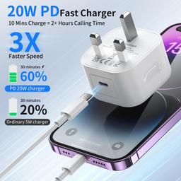 iPhone USB C Fast Charger Plug and Cable [Apple MFi Certified]  20W PD iPhone Charger USB C Plug and 6FT Fast Charging Cable for iPhone 14/13/12/11 Pro/Pro Max/XS Max/XS/XR/X/SE 2022/8