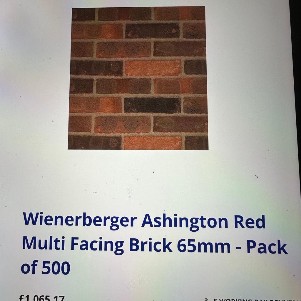 Have above brick packs
For large quantities will be free delivery but small deliveries then you will need cover haulage fee