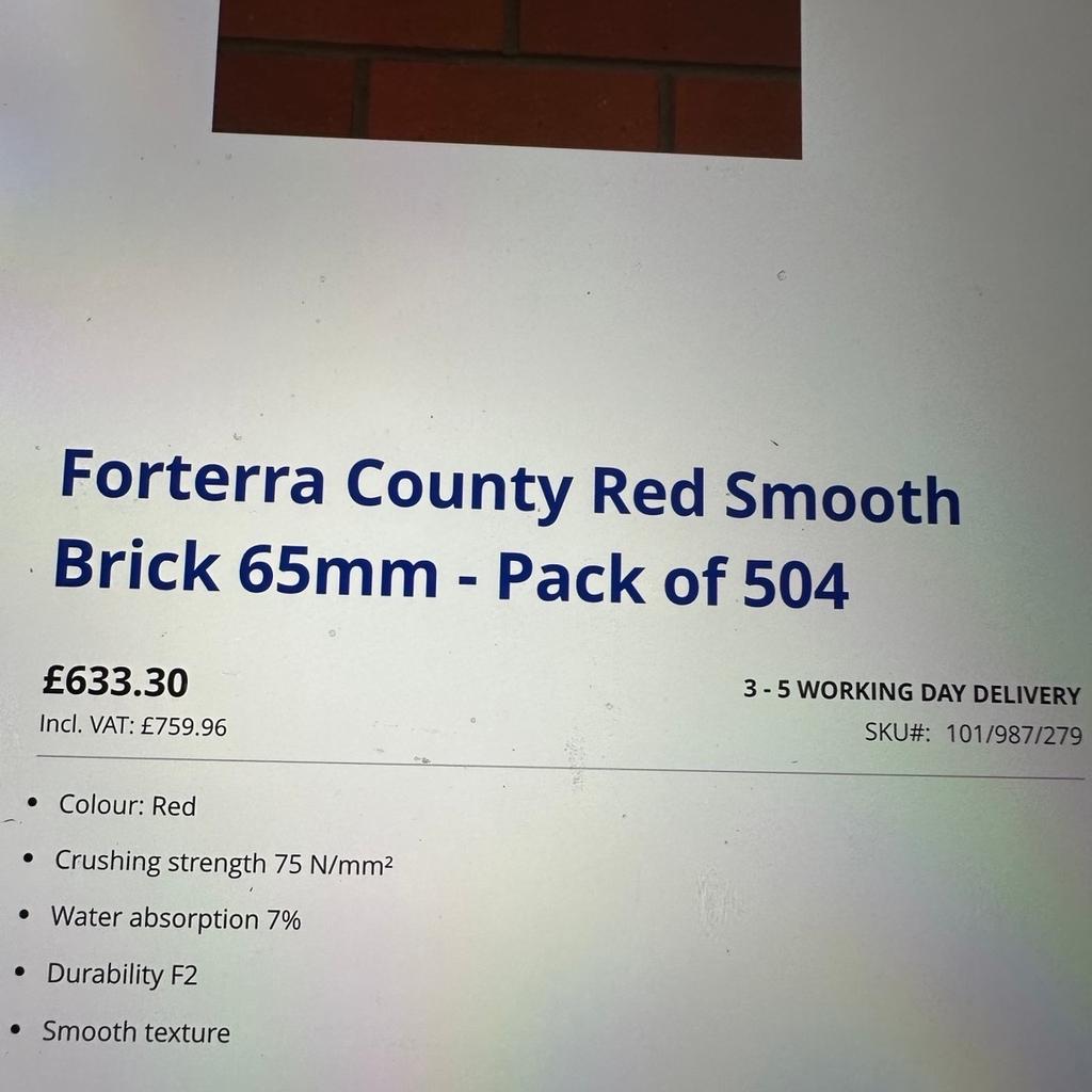 For large quantities will cover haulage but otherwise you will need to cover haulage
Have 4 styles of brick available see other listings