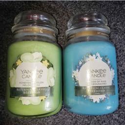 2 large jar yankee candles 
both brand new never lit.
honey dew melon 
rainbows end 
£15 each 
collection only castle bromwich b36