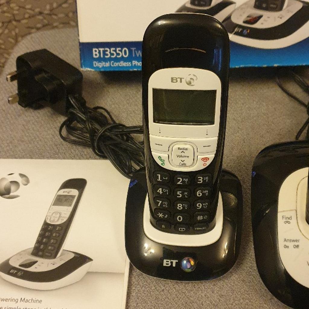 BT twin set phones with built in answering machine and with instructions boxed. collection from selly oak B29.