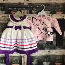 THIS IS FOR A BUNDLE OF GIRLS ITEMS

1 X PINK AND GREY DISNEY OUTFIT - BAMBI THEME - PINK SWEATSHIRT TOP WITH MATCHING GREY LEGGINGS - NEW WITH TAGS - COST £9.50
1 X WHITE AND LILAC DRESS - DESIGNER FROM KCL LONDON - COST £15 - NEW WITH TAGS

PLEASE SEE PHOTO