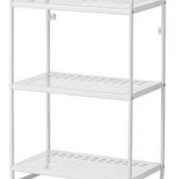 3 Shelves with additional hooks. In perfect condition. Pet free and smoke free. Collection only from WF16. Height 90cm. Width 58cm. Depth 34cm.