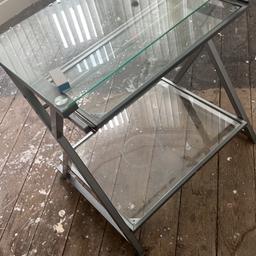 Glass desk with pull out shelf