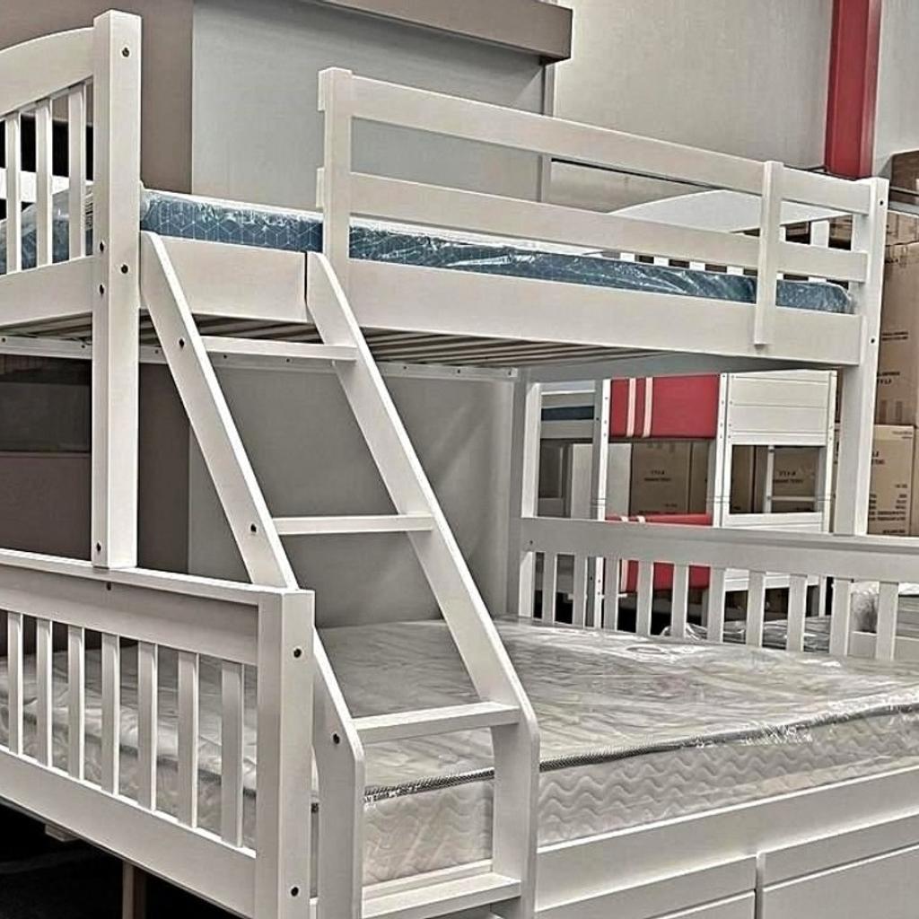 Brand new bunk bed mega sale.

Single Without mattress- £250
With mattress- £350

Trio without mattress- £300
With mattress- £430

100% Cash on delivery
Next day delivery
Free home delivery all over the UK.
Business What's App
+447840208251