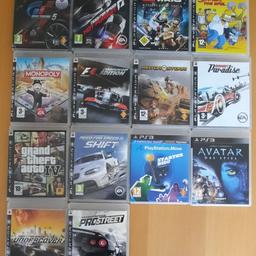 Alle zusammen 60 Euro

Gran Turismo 5
Star wars
Die Simpsons
Monopoly
Formula 1
Motor Storm
Burnout Paradise
Grand theft Auto IV
Avatar
Need for speed undercover
Need for speed pro street
Need for speed hot pursuit
Need for speed shift
PlayStation Move

Nur Selbstabholung!