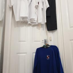 7 polo tshirts, 3 jumpers, 1 grey pair  trousers and 1 grey shorts, age 10-12