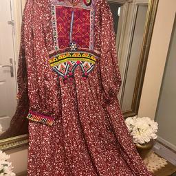 Afghani kuchi long dress . Hand embroidered. Free size . New .