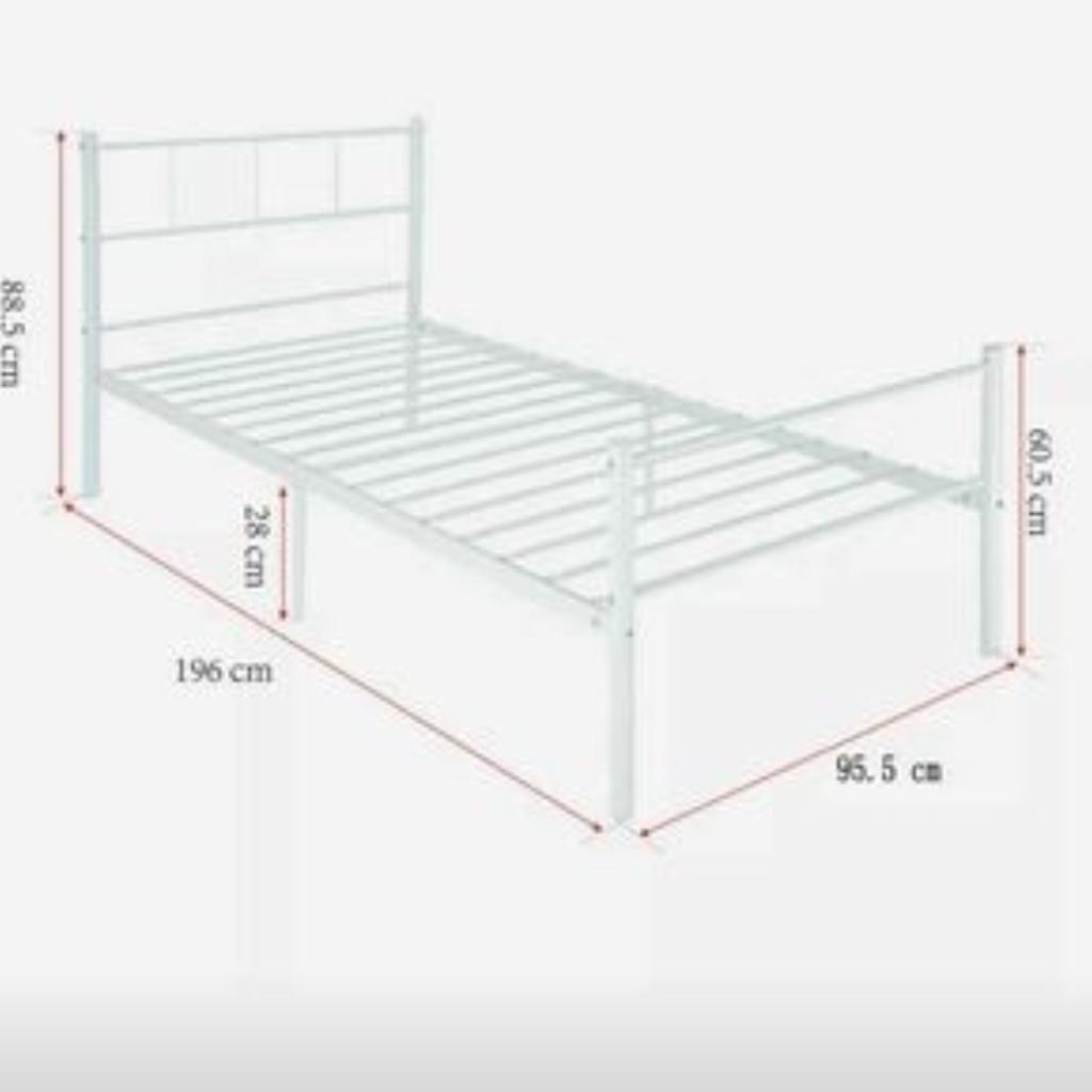 3ft Single Size Metal Bed Frame Solid Bedstead Bas Headboard
White / Black

Flat pack Assembly required
See pictures for more details

Local delivery can be arranged with extra cost depending on your post code