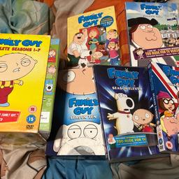 I’m selling family guy seasons 1-12 all good condition the only thing missing is the t shirt from season 10 but all ok not been watched if interested in all 12 seasons let me know and it’s pick up only