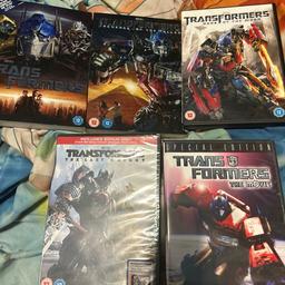 I’m selling these 4 live action pack movies of the transformers and 1 animated transformers movie one of the live action movies is brand new still in seal so if interested in all films let me know and it’s pick up only