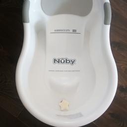 Nuby Newborn Baby Bath with Built in Anti-Slip Support and Soft Headrest, White Bathtub, Suitable from Newborn.