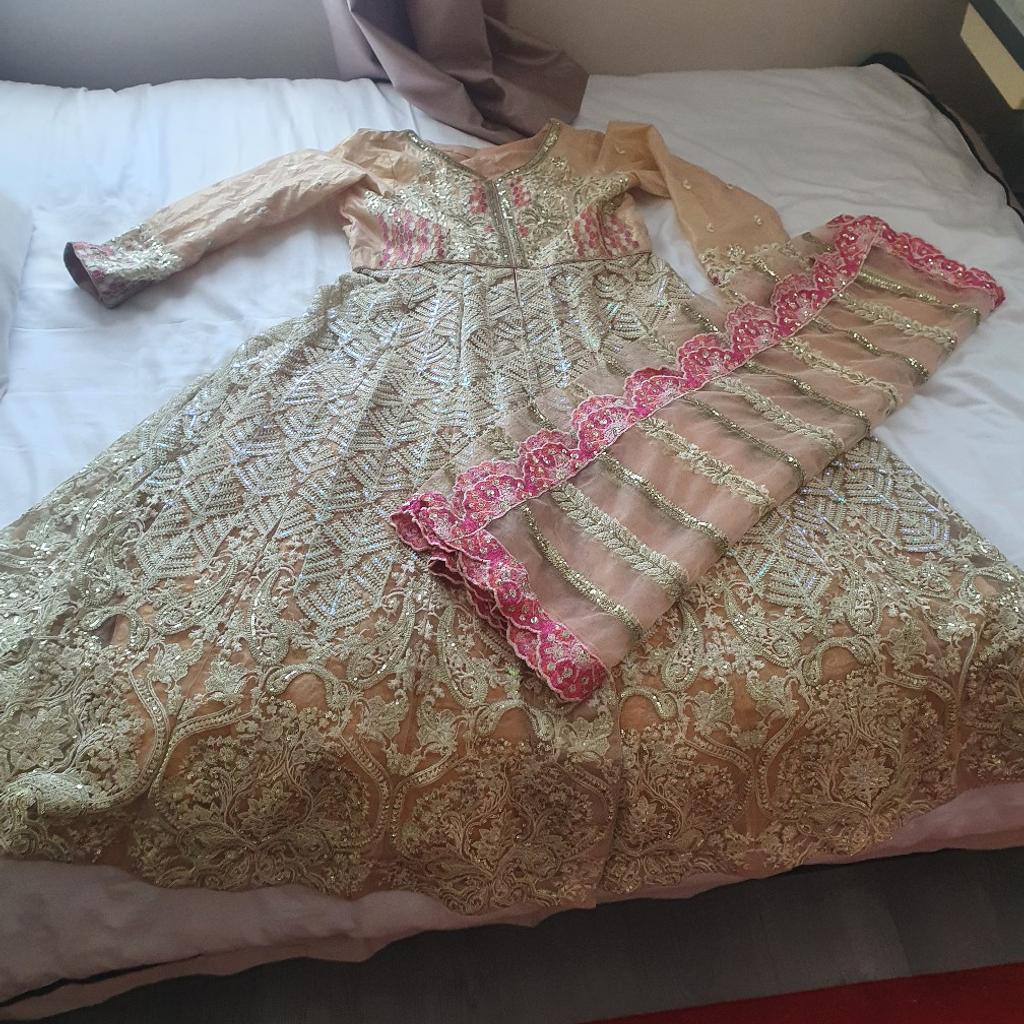 Brand new size s/m I can send measurements to any serious buyers , detailed dress with underskirt and scarf as shown in pictures. perfect for weddings and parties, originally brought for over 100, I can make a reasonable offer to serious buyers if interested , please see my other listing aswell.