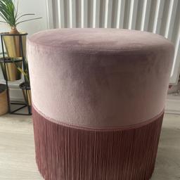 Blush Pink Fringed Pouffe 65x49cm - hardly used so in great condition