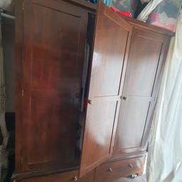 beautiful large indianesean furniture teak wood.

63" 160cm width
78" 198cm height
22" 56cm depth

3 wardrobes in 1 with rail throughout.
2 deep draws below.

cost £850, will accept £150
would need a van to collect from london E4 area.