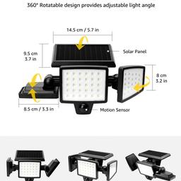 LED Solar Security Light, 1200LM Super Bright Floodlight With Motion Sensor, 3 x Adjustable Heads, IP65 Waterproof Outdoor Use 

* Solar Floodlight With 3 x Ajustable Heads Which Can Be Rotated 360 Degrees
* Super Bright 1200LM 
* Integrated Motion Sensor.  Detection Distance Reach 5-8 Meters.  When The Movement Is Detected, Solar Security Light Will Automatically Turn On At Night For 20 Seconds.
* Built-in Rechargeable Battery
* Working Hours: 8-10 Hours
* IP65 Rated Waterproof Function: For Outdoor And Indoor Use
* Easy To Intall. A Package Of Screws And Tools Is Included.  No Need Any Extra Wire. 
* Please Face The Solar Panel Direct To Sunlight For Better Charging Effect.
* Suitable For House Front, Garden, Driveway, Garage, Pathway, Shed, etc.


Collection at Birmingham City Centre Area (B9 5DQ), Outside Clean Air Zone