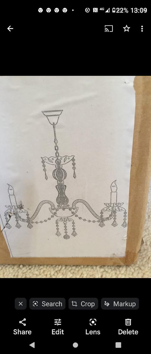 Buy & Sell Lincolnshire South Holland - Photos for 4 Arm Brass/Crystal chandelier. New in box.