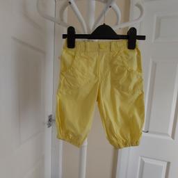 Pants “Dopo Girls”

Light Yellow Colour

 New Without Tags

Actual size: cm

Length: 37 cm measurements from waist front

Length: 39 cm measurements from waist back

Length: 36 cm from waist side

Volume waist: 46 cm - 52 cm

Volume hips: 56 cm - 57 cm

Age: 2 – 3 Years, 98 cm

Shell Fabric: 100 % Cotton

Made in China