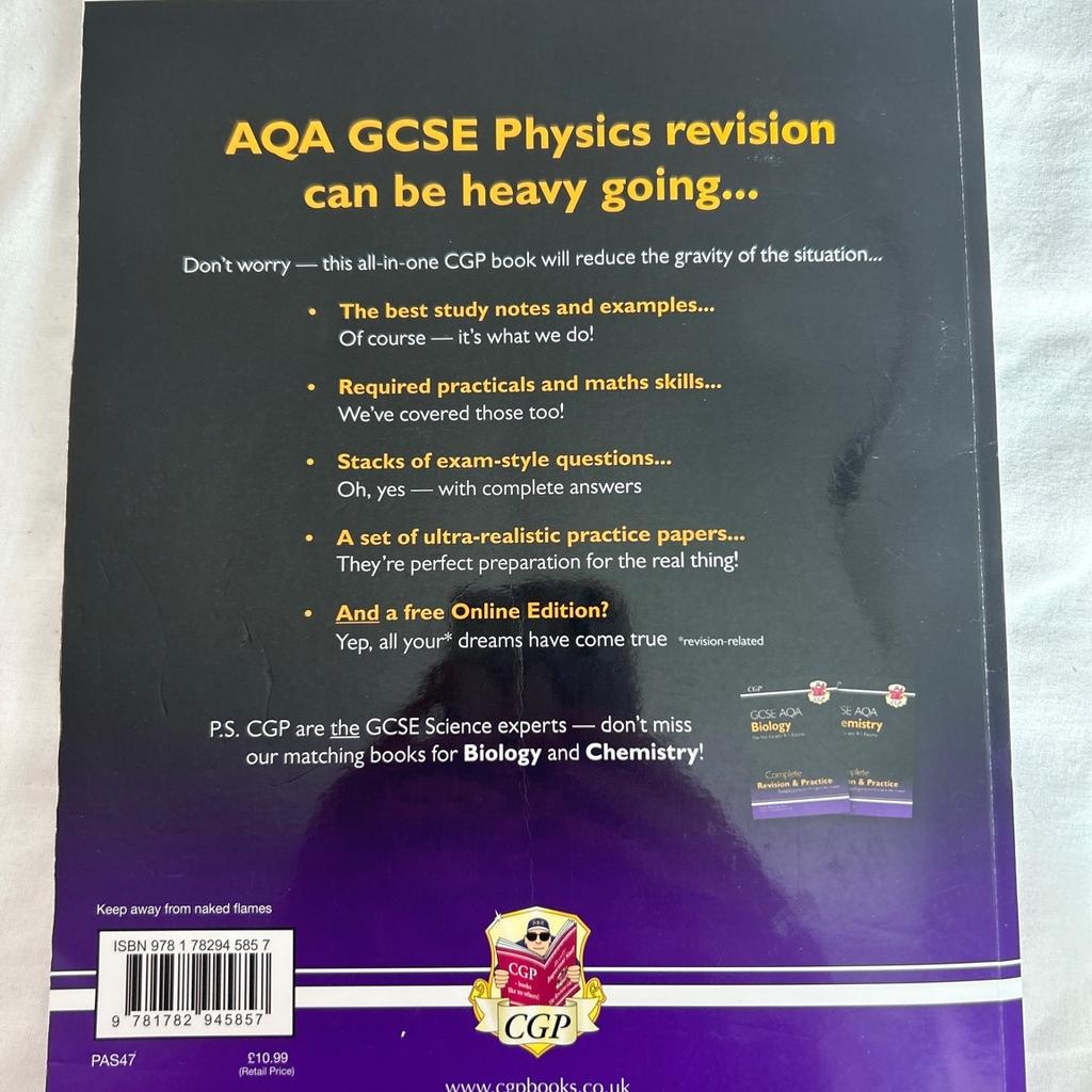 This is an incredible revision guide which helped me achieve a 9 in my GCSE Physics. It is in an exceptional condition and I would hate for it to go to waste as it has the potential to help so many more people. Complete with revision notes, tips and practice questions it’s a great way to start revising even if you’re not sure how to! If you wish to purchase multiple of my books I may be able to do a bundle deal so contact me for more information! #valentine