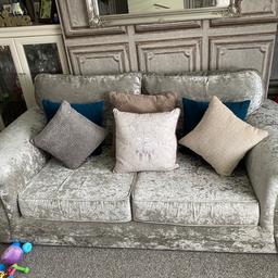 Beautiful, crushed velvet, two seater sofa, silver grey really good condition. No marks or stains collection only Arnold in Nottingham. Please note no bank transfers or Email addresses cash on collection only