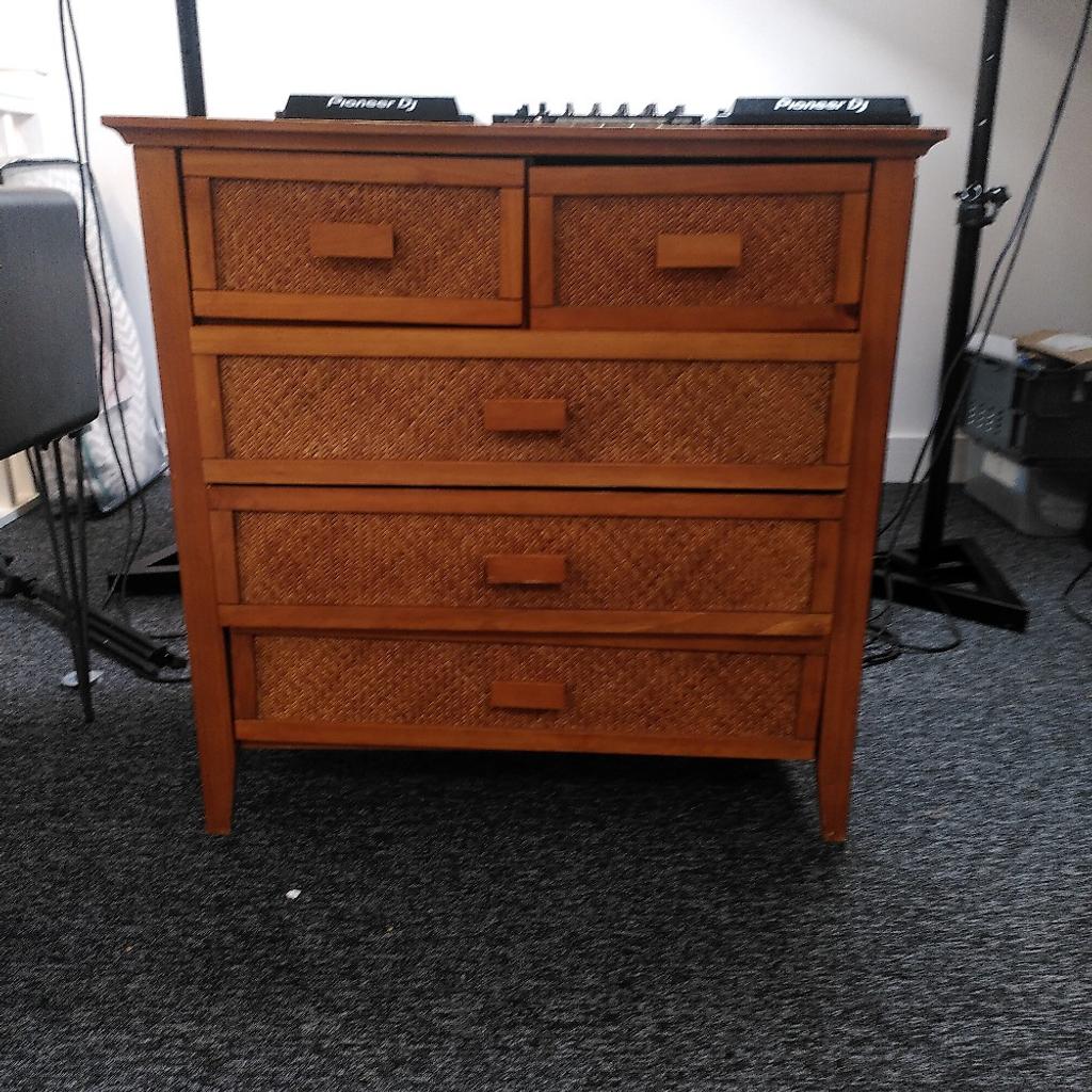 Solid wood chest of drawers with rattan effec in M29 Wigan for £30.00