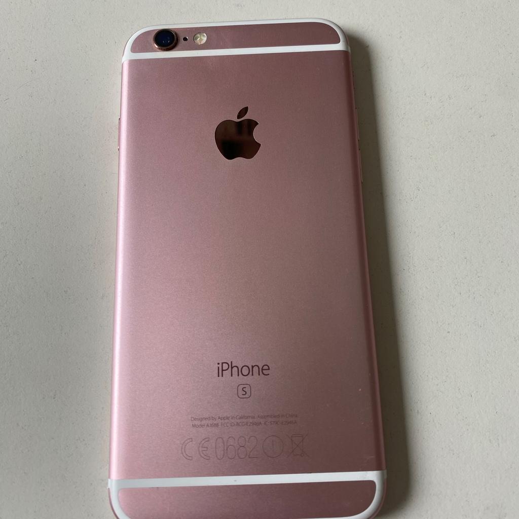 iPhone 6s rosegold, 16 GB, ohne Simlock

wurde nur als Diensthandy genutzt
Akku wurde einmal getauscht (Original Apple Akku) - Kapazität 93%
wurde immer mit Panzerglas und Hülle genutzt

Privatverkauf, daher keine Garantie, Gewährleistung oder Rücknahme.