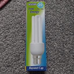 20 Watt Energy saving light bulb. 20W equivalent to 88W normal bulb. no offers. have 10 in stock. £2 each