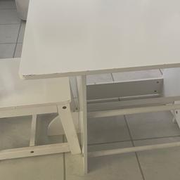 1 table 2 chairs 
White,good condition few marks 
Smoke and pet free home 
£20 
Can collect from dy9 or dy1