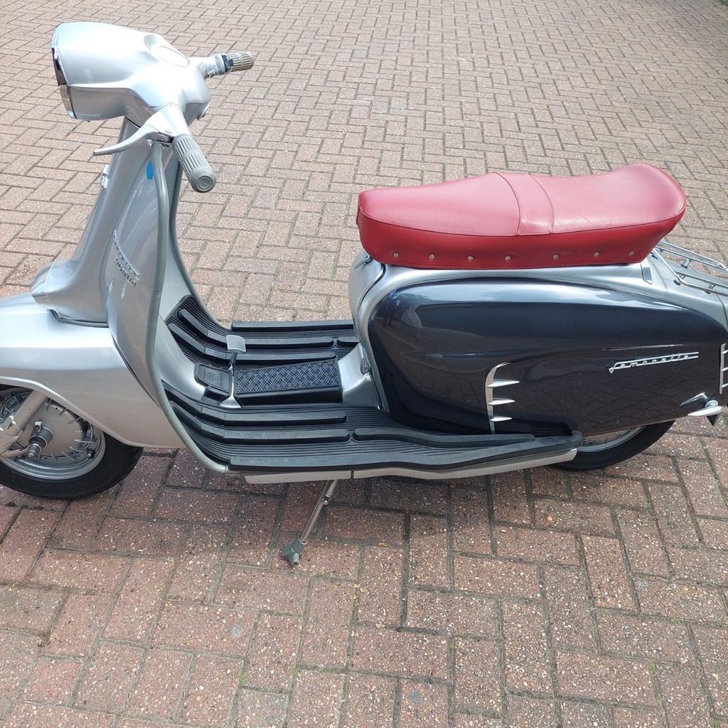 Lambretta silver special
Mugello 1963
3 owners
With 186 kit
Just serviced
Starts 1st or 2nd kick
12 volt electrics
Excellent condition
Excellent runner
Rear rack
New grey floor mat
Full log book in my name
Keys
Mot
Tax exempt

Ring or text on 07752327518
No time wasters or silly offers
£5,775
