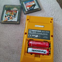 Gameboy colour with two games some little marks on the gameboy but still works sadly battery cover is missing sold as seen will listen to offers