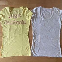 Verkaufe 2 Stück Guess T-Shirt.
Kaum getragen, sind mir leider zu klein. 
Das Gelbe T-Shirt ist Größe XS, das andere Größe S (ist aber geschnitten wie XS und passt eher XS als S). 
Auch Einzelkauf möglich. 

Keine Anprobe.
Keine Garantie oder Rücknahme.