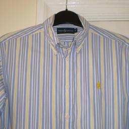 Shirts "Ralph Lauren"

 Blue White Yellow Mix Colour

Good Condition

Actual size: cm

Length: 61 cm front

Length: 64 cm back

Length: 31 cm from armpit side

Shoulder width: 36 cm

Sleeve length: 51 cm

Volume hands: 36 cm

Volume bust: 84 cm – 87 cm

Volume waist: 86 cm – 89 cm

Volume hips: 88 cm – 91 cm

Size: 12 Years

100 % Cotton

Made in China