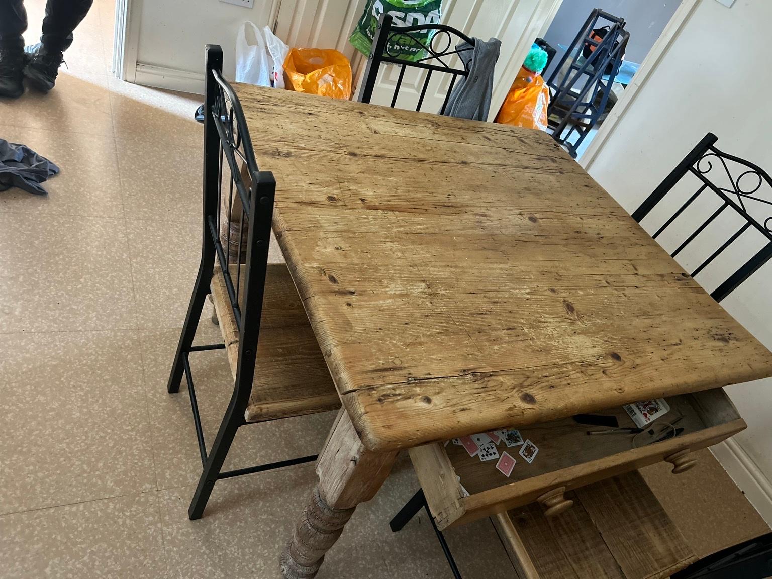 Old table with 4 chairs in TS4 Middlesbrough for £50.00 for sale Shpock