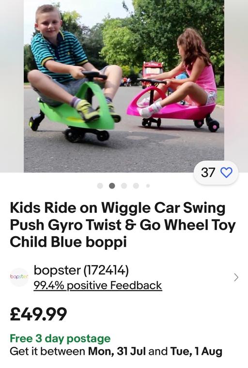 Buy & Sell East London Havering - Photos for green boppi Kids Ride on Wiggle Car Swing VGC