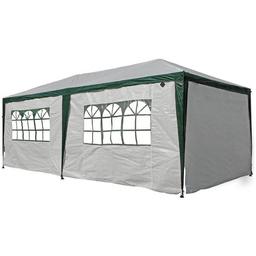 3m x 6m Weather Resistant Gazebo with Side Panels all new in box and we can deliver local 
This large waterproof garden gazebo is ideal for parties and outdoor gatherings, with full length side panels to prevent draughts and a high peaked roof. Providing shade and protection, it features a sturdy, solid steel frame and light colour scheme for a well-lit interior.
Frame made from steel.
Polypropylene coating.
Size H250, W300, D600cm.
6 side panels included