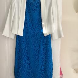 Beautiful occasion outfit worn once to a wedding. Tailored fully lined jacket size 10 & fitted lined lace zip up dress size 12 Bought from the Roman shop.