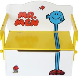 This fantastic Mr Tall convertible toy box is a great addition to any playroom and is a fun way to get kids to store, draw and play!
The Convertible toy box is made of high-quality MDF and is robust and sturdy whilst remaining lightweight enough to be moved if required.
The backrest slides over to the front of the box making it a table and chair!
Featuring fantastic cut out design!
Full feature list
• Wooden Toy box
• Bench
• Mr Men
• Converts to table and bench
• Fantastic cut out design
• Wood
Dimensions: 61×46.4×56.5(H)