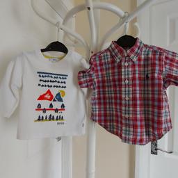 Shirts "Ralph Lauren" and T-Shirt "Hugo Boss”2 piece

 Age: 9 Months Good Condition

1)T-Shirt "Boss Hugo Boss"

White Mix Colour

Actual size: cm

Length: 32 cm

Length: 17 cm from armpit side

Shoulder width: 21 cm

Length sleeves: 23 cm

Volume hands: 24 cm

Breast volume: 52 cm – 60 cm

Volume waist: 50 cm – 60 cm

Volume hips: 52 cm – 62 cm

Age: 9 Months

 100 % Cotton

 Made in India

2) Shirts "Ralph Lauren"

Blue Red Mix Colour

Actual size: cm

Length: 32 cm centre

Length: 12 cm from armpit side

Shoulder width: 22 cm

Sleeve length: 7 cm

Volume hands: 19 cm

Volume bust: 53 cm – 5 cm

Volume waist: 54 cm – 56 cm

Volume hips: 55 cm – 57 cm

Age: 9 Months

100 % Cotton

Made in Indonesia

Price £ 28.90 for 2 piece

Can be purchased separately