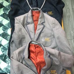 Dixons Kings academy school blazer for sale. Size for grey is 31 and 32 and the blue one is 36. Have been used and in good condition. Grab a bargain. If bought then no return or exchange will be accepted. Cash and collection only. £10 each total £30