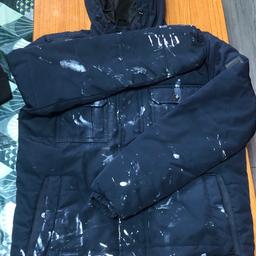 Boys jack and jones coat . Size is Small. Paint drops on coat can’t come off but stands out the coat. Good condition. If bought then no return or exchange will be accepted cash and collection only.