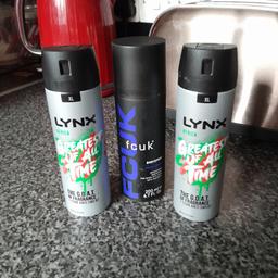 2 xl lynx antiperspirant spray  1 fcuk urban body spray