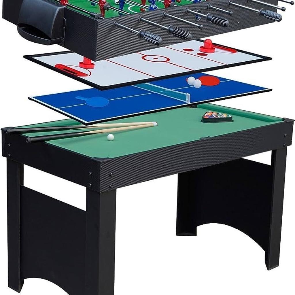 Gamesson Jupiter 4 in 1 Combo Games Table
All new in box and was £275 and now £175 and we can deliver local free
Gamesson 4 foot Jupiter 4 in 1 combination games table. Enjoy a variety of fun games for all the family
Table football includes 12mm telescopic steel rods and 2 pack 32mm balls.
Table tennis includes net, 2 bats and 2 balls.
Pool table includes 2 packs of 67cm cues and set of 25cm balls.
Glide hockey includes 2 packs of 65mm pushers and 2 packs of 5r pucks.
For indoor use.
Size L122, W51, H79cm.