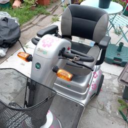 Reduced Price down to £200.
Quingo Classic disability scooter for sale.
* Has 5 wheels
* 4mph pavement scooter
* 21st weight limit
* 23 miles distance on a full charge
* Pink flower stickers can be easily peeled off
* Comes complete with:-
 Manual
 Charger
 Key
 Scooter cover (free as not new, has a couple of holes in but will do for a short time)

Works fine and can be seen working on collection. Will need new batteries in near future hence the low price.
One front foot rest is slightly lower than the other but this does not affect use (see photos 4 & 5)
Lovely clean condition and very comfortable with suspension.
Must be collected from Bilston, Wolverhampton as I have no transport.
Listed elsewhere so could also sell elsewhere. £250 OVNO.
