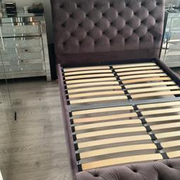 Beautiful grey velvet bed. Has studding detail along the bottom. In perfect condition. Only a couple of years old. Upgraded to a king size(kids hog the bed all the time 😂)
So this bed is now available for sale. 
Cost over £1000 new, great chance to grab a bargain at fraction of the cost. This is taking up a lot of space in storage, so need gone asap. Dismantled and all wrapped up. 
Collection is in Ig2 
No time wasters! £100 no offers!
Thank you