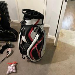Miscellaneous golf equipment :

Powerkaddy trolley golf bag
Powerkaddy electric trolley with battery and charger. Strap needs small repair 
King Cobra Speed LD driver 
Taylormade rescue wood 3
Taylormade burner rescue 4 wood 
Assortment of balls 15-20 various brands