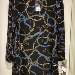 New with Tags Women's Wallis Petite Black Chain Print Dress
I will consider offers.
Size UK 8
Black with chains and belt print in blue and yellow.
Material Main: 94% Polyester, 6% Elastane
Lining: 100% Polyester
Long sleeved
Still has the tags
Occasion: Formal to informal wear. Work, dinner, pub, evening, going out, lunch, shopping. Can be dressed up. Can be worn as smart casual.

Perfect New Condition
Great for a gift
More for sale
Sold from a smoke-free and pet-free home.
Carefully packaged for posting. Tracked postage cost to be added. Royal Mail £3.99
Or collect and pay with cash.
Purchases are posted together. For multiple purchases, I can update an advert so they can be paid for together, and posted together.