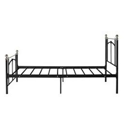 Yani Single Metal Bed Frame - Black all new in box and also we have do single mattress and can deliver local 
Yani has all the charm of the original victorian bedstead with all the advantages of new modern materials. A slatted base gives mattress support and ventilation and nice high legs leave plenty of options when it comes to underbed storage.
Size W99.2, L201.5, H105cm.
Height to top of siderail 35cm.
30cm clearance between floor and underside of bed